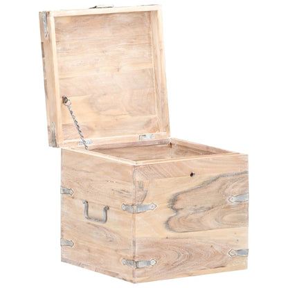 Chest | White | Solid Acacia wood, Iron | 40x40x40 cm | Storage Chest