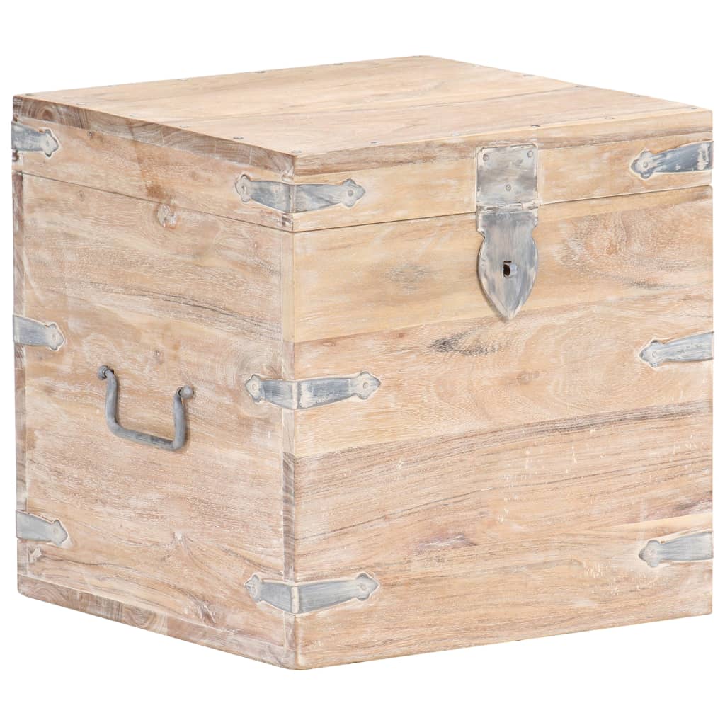 Chest | White | Solid Acacia wood, Iron | 40x40x40 cm | Storage Chest