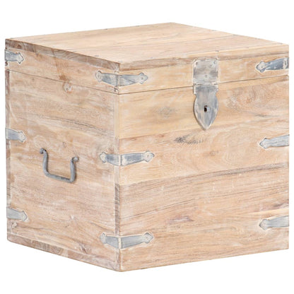 Chest | White | Solid Acacia wood, Iron | 40x40x40 cm | Storage Chest