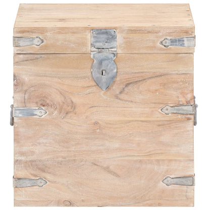 Chest | White | Solid Acacia wood, Iron | 40x40x40 cm | Storage Chest