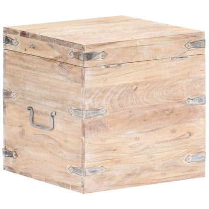 Chest | White | Solid Acacia wood, Iron | 40x40x40 cm | Storage Chest