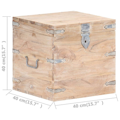 Chest | White | Solid Acacia wood, Iron | 40x40x40 cm | Storage Chest