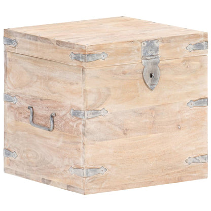 Chest | White | Solid Acacia wood, Iron | 40x40x40 cm | Storage Chest