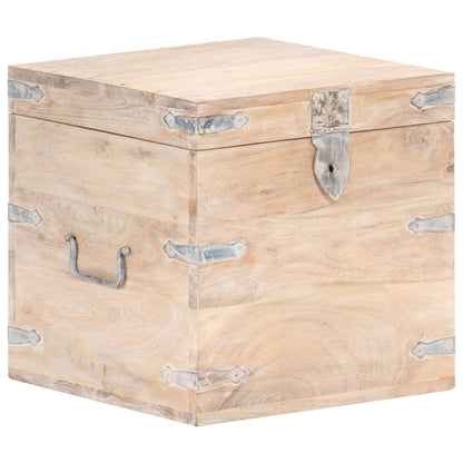 Chest | White | Solid Acacia wood, Iron | 40x40x40 cm | Storage Chest