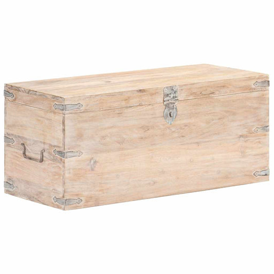 Chest | White finish | Sturdy Acacia wood with iron bits | 90x40x40cm