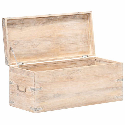 Chest | White finish | Sturdy Acacia wood with iron bits | 90x40x40cm