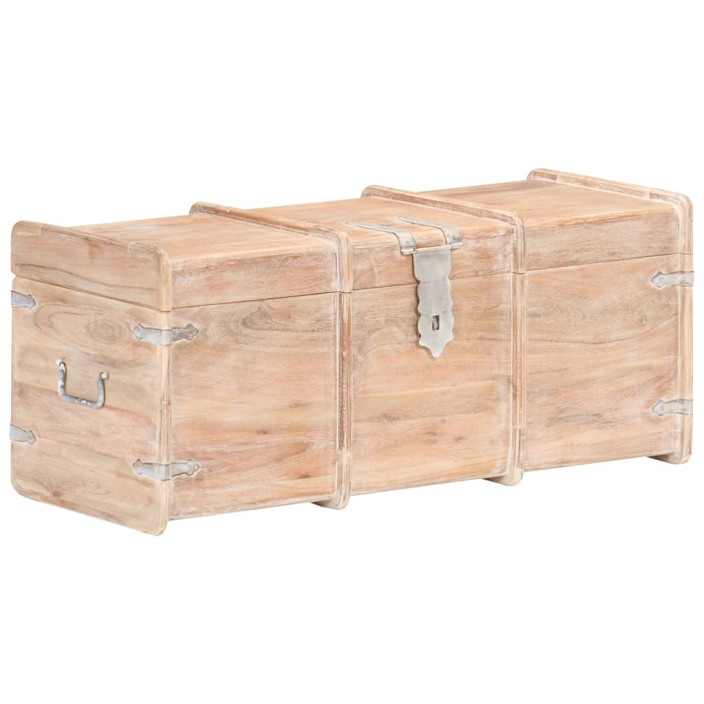 Storage Chest | White finish | Solid acacia wood | 90 x 40 x 40 cm