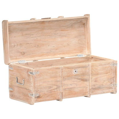 Storage Chest | White finish | Solid acacia wood | 90 x 40 x 40 cm