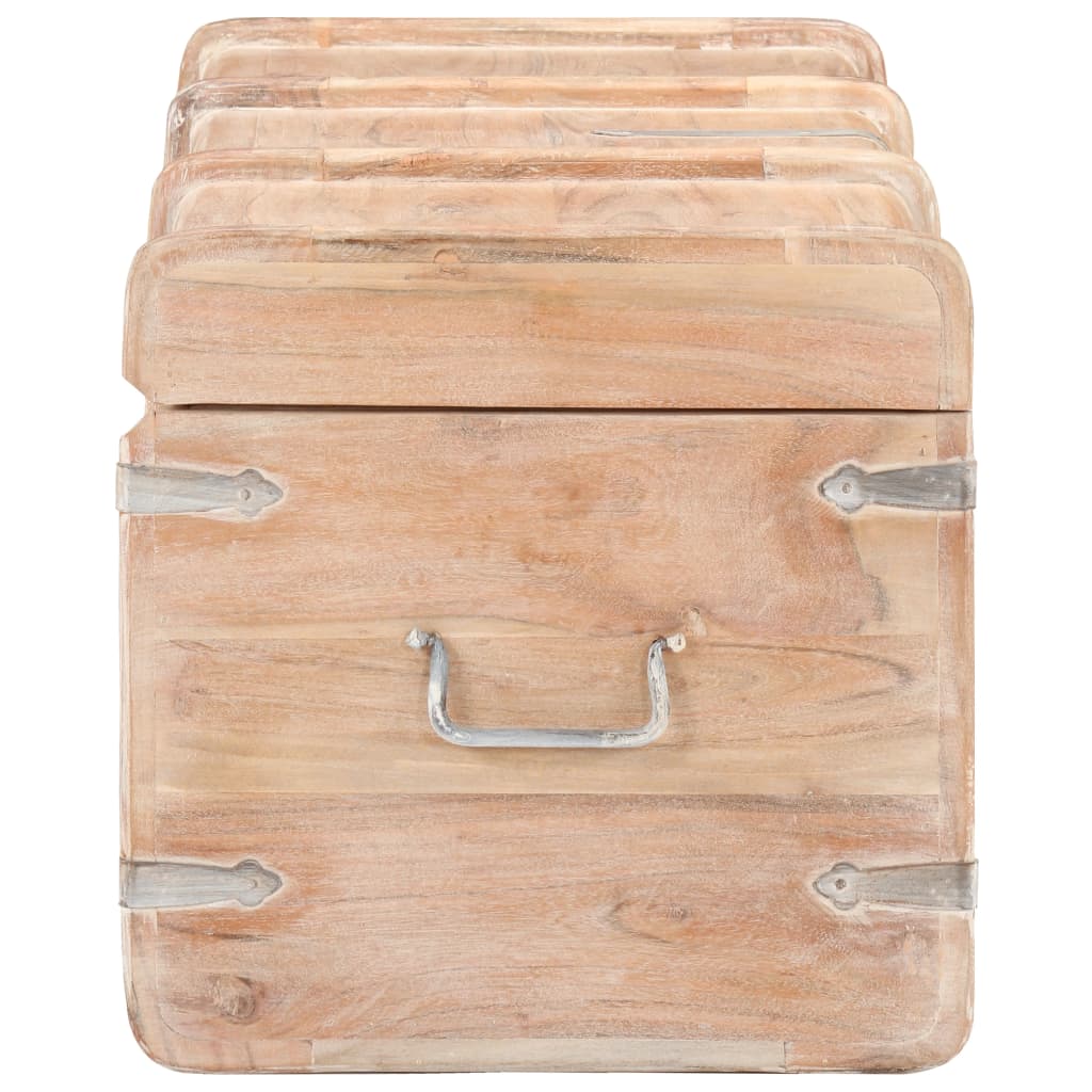Storage Chest | White finish | Solid acacia wood | 90 x 40 x 40 cm