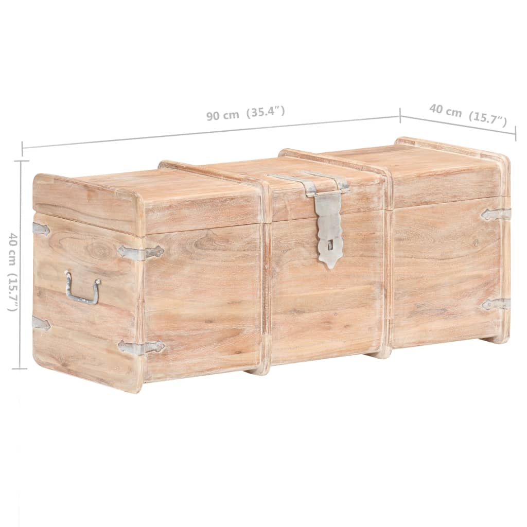 Storage Chest | White finish | Solid acacia wood | 90 x 40 x 40 cm