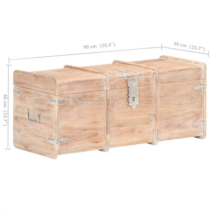 Storage Chest | White finish | Solid acacia wood | 90 x 40 x 40 cm