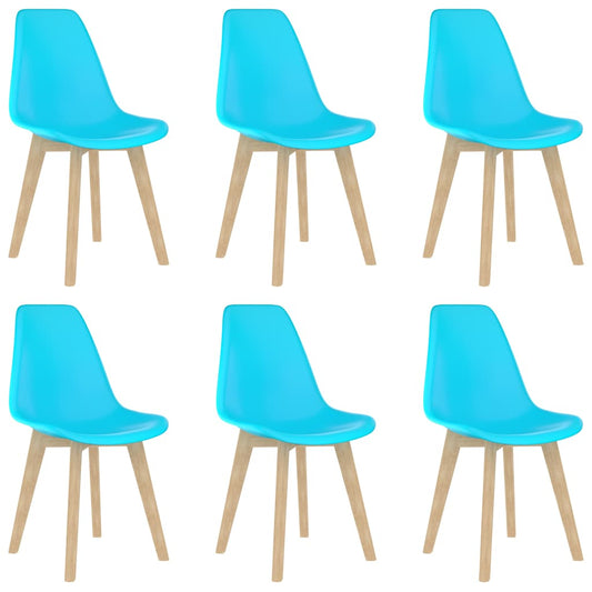 Dining Chair | Set of 6 | Blue | Polypropylene, Beechwood | Ergonomic