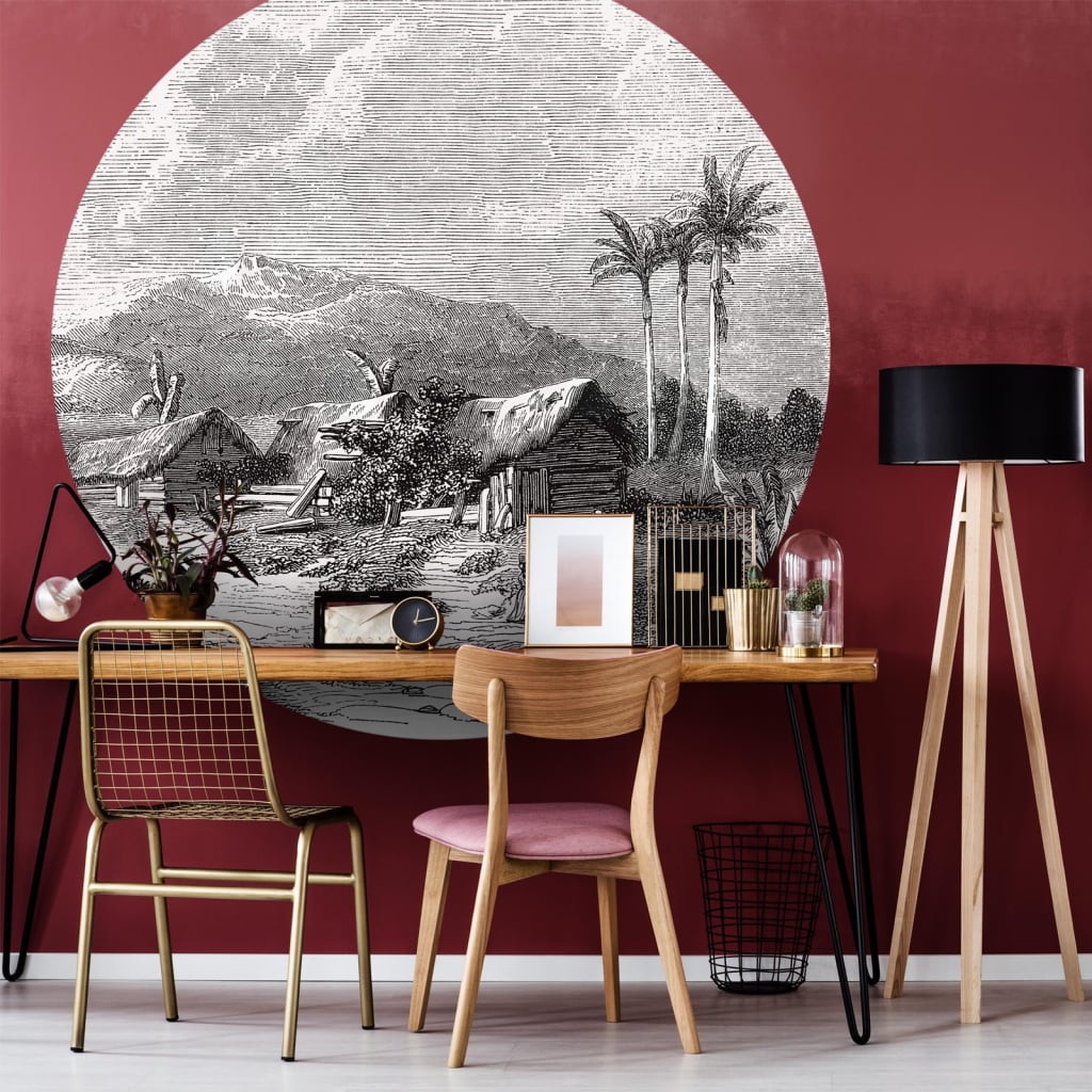 WallArt Wallpaper Circle Landscape of Guadeloupe 190 cm