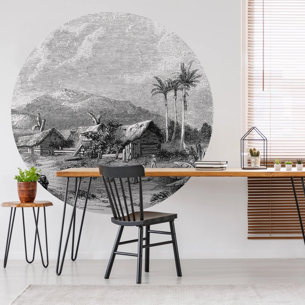 WallArt Wallpaper Circle Landscape of Guadeloupe 190 cm