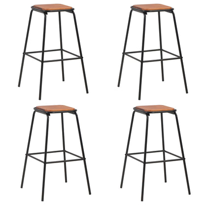 Bar Stools 4 pcs Black Solid Pinewood and Steel