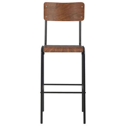 Bar Chairs 6 pcs Solid Plywood Steel
