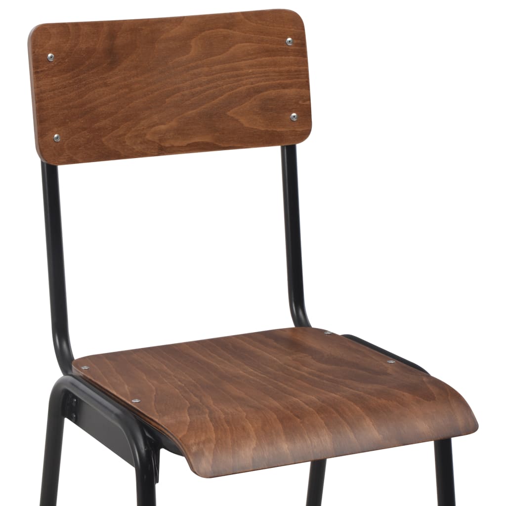 Bar Chairs 6 pcs Solid Plywood Steel