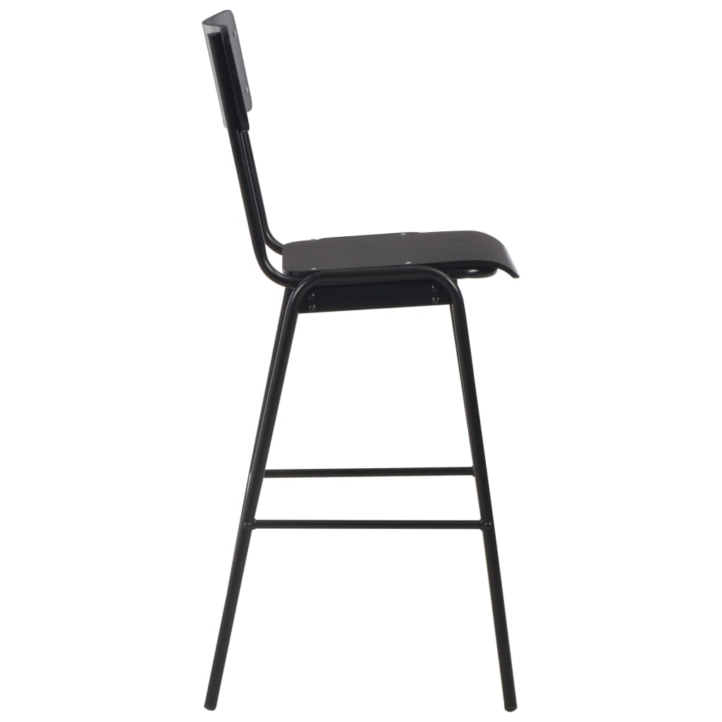 Bar Chairs 4 pcs Black Solid Plywood Steel