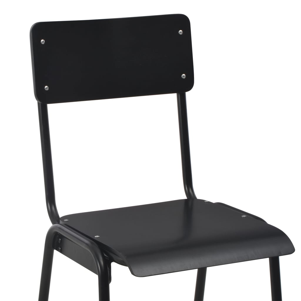 Bar Chairs 4 pcs Black Solid Plywood Steel