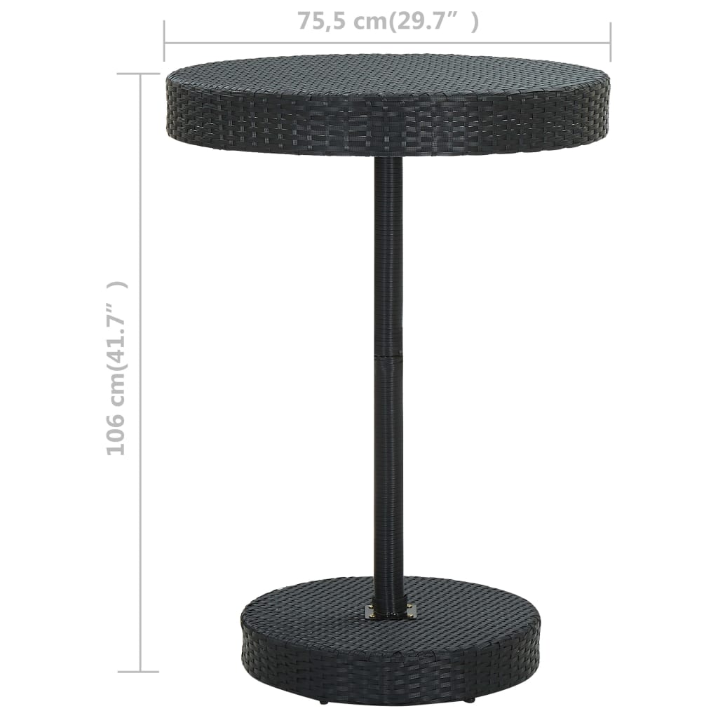 Garden Table Black PE Rattan Lightweight Garden Table Round