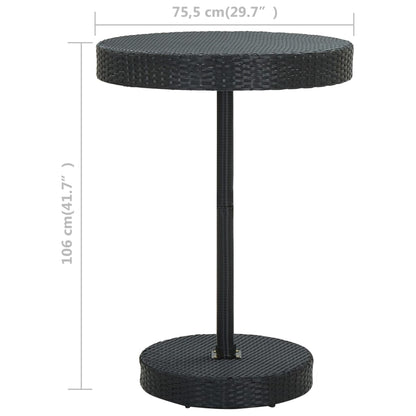Garden Table Black PE Rattan Lightweight Garden Table Round