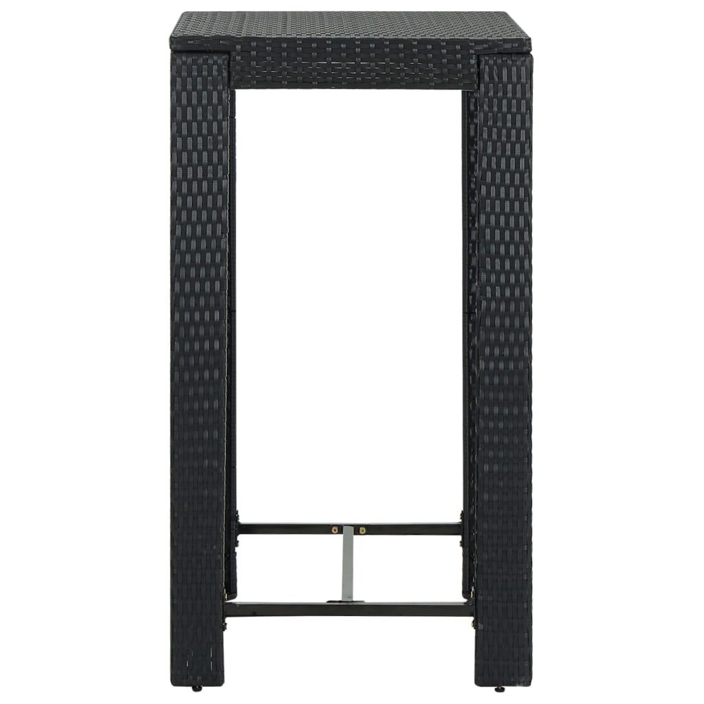 Patio Bar Table Black 23.8"x23.8"x43.5" Poly Rattan