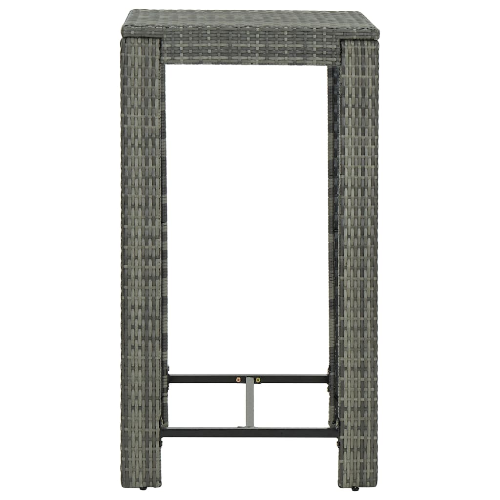 Garden Bar Table Grey 60.5x60.5x110.5 cm Poly Rattan