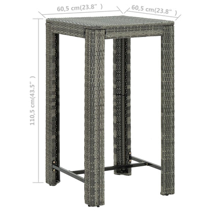 Garden Bar Table Grey 60.5x60.5x110.5 cm Poly Rattan