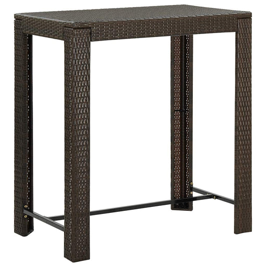 Bar Table | Brown | PE rattan, Powder-Coated Steel | 100x60.5x110.5 cm