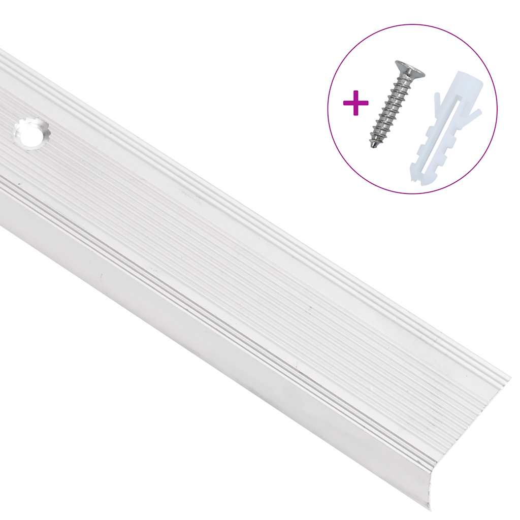 Stair Nosings in L-shape 15 pcs Aluminium 90 cm Silver