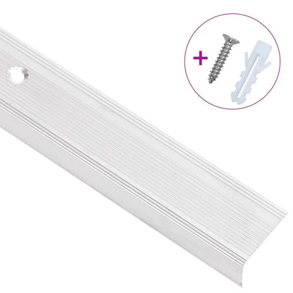 Stair Nosings in L-shape 15 pcs Aluminium 90 cm Silver