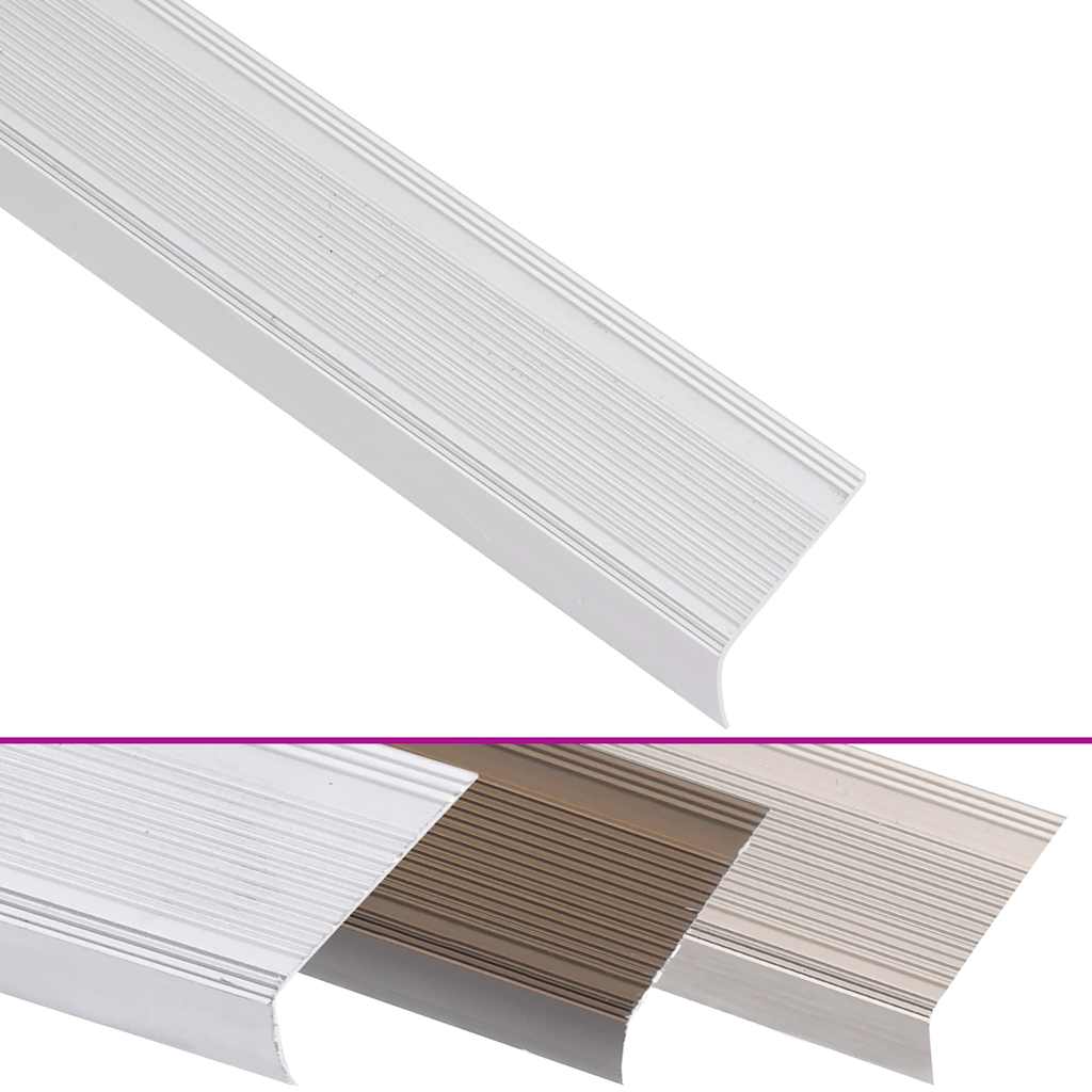 Stair Nosings in L-shape 15 pcs Aluminium 90 cm Silver