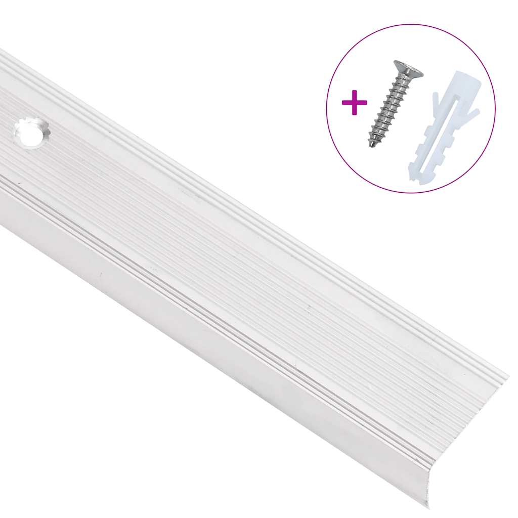 Stair Nosings in L-shape 15 pcs Aluminium 90 cm Silver