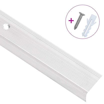 Stair Nosings in L-shape 15 pcs Aluminium 90 cm Silver