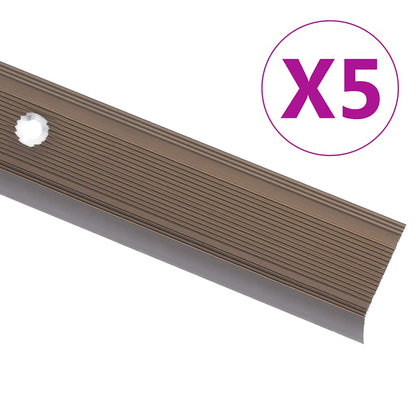 Stair Nosings in L-shape 5 pcs Aluminium 90 cm Brown