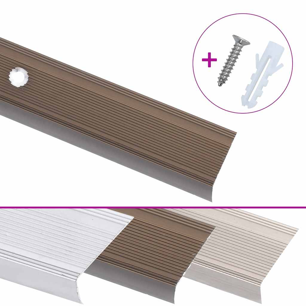 Stair Nosings in L-shape 5 pcs Aluminium 90 cm Brown