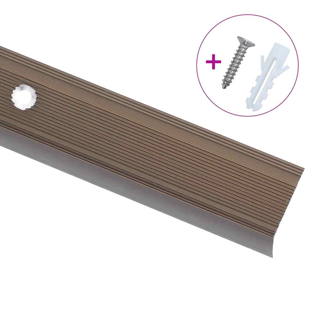 Stair Nosings in L-shape 15 pcs Aluminium 90 cm Brown