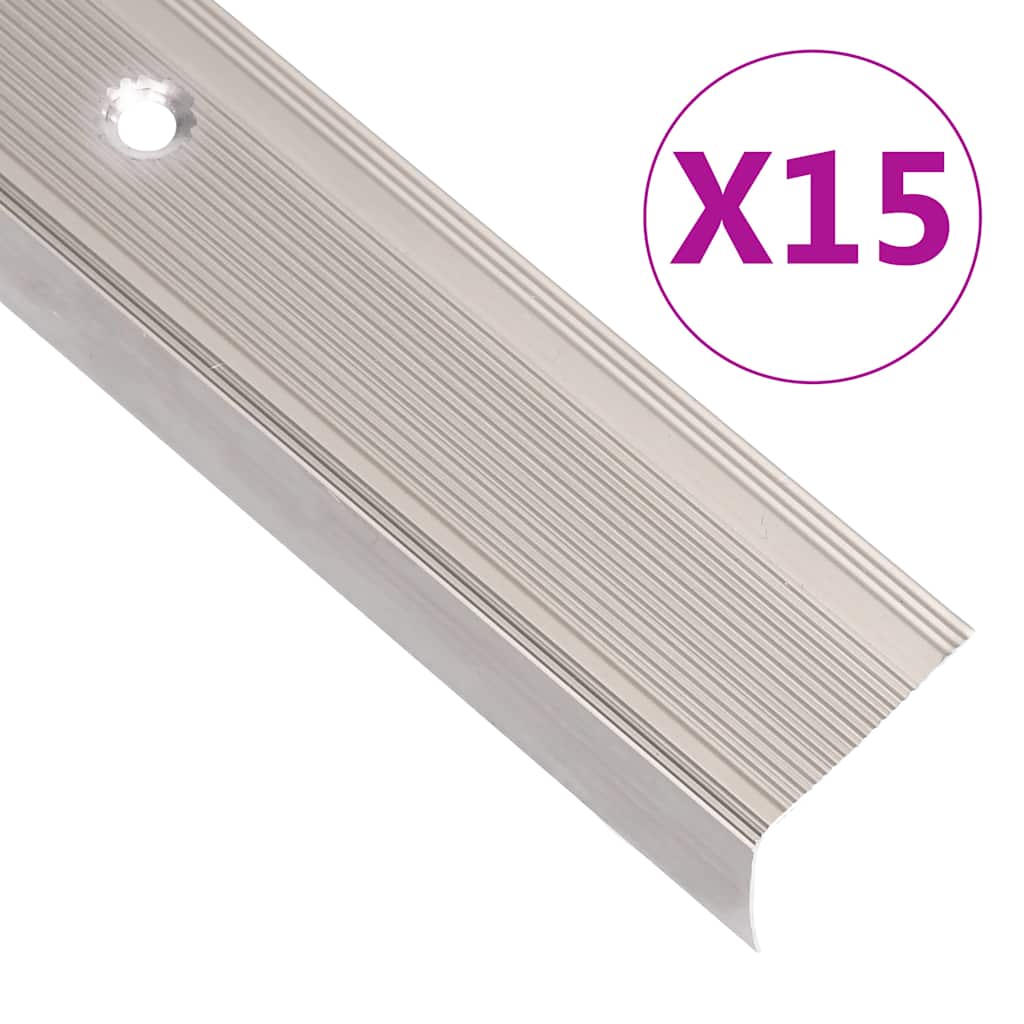 Stair Nosings in L-shape 15 pcs Aluminium 90 cm Champagne