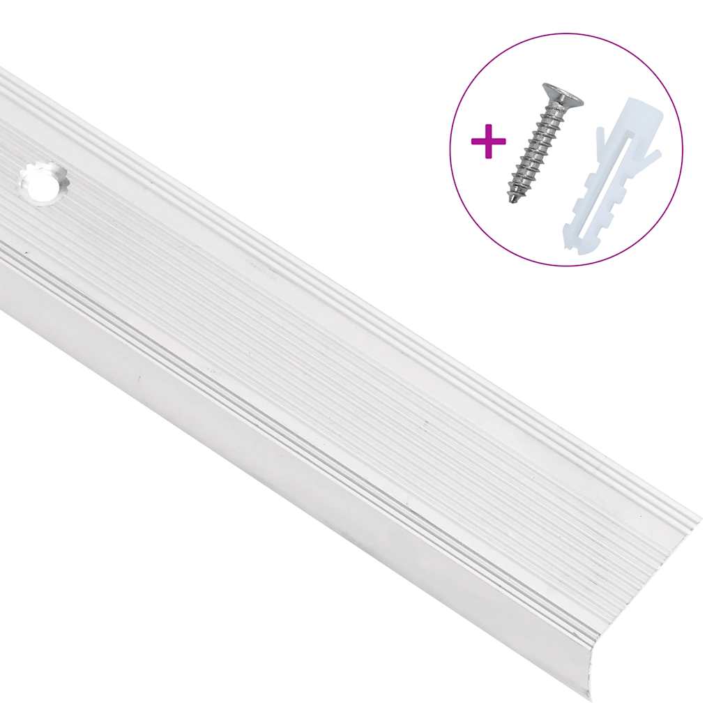 Stair Nosings in L-shape 5 pcs Aluminium 100 cm Silver