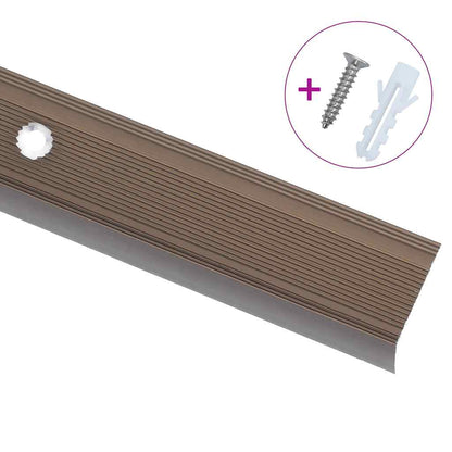 Stair Nosings in L-shape 5 pcs Aluminium 100 cm Brown