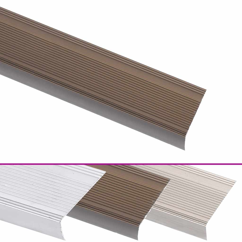 Stair Nosings in L-shape 5 pcs Aluminium 100 cm Brown