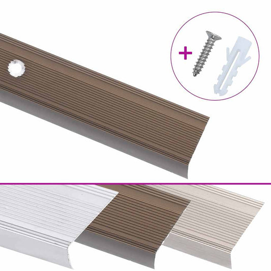 Stair Nosings in L-shape 15 pcs Aluminium 100 cm Brown