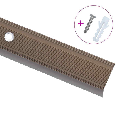 Stair Nosings in L-shape 15 pcs Aluminium 100 cm Brown