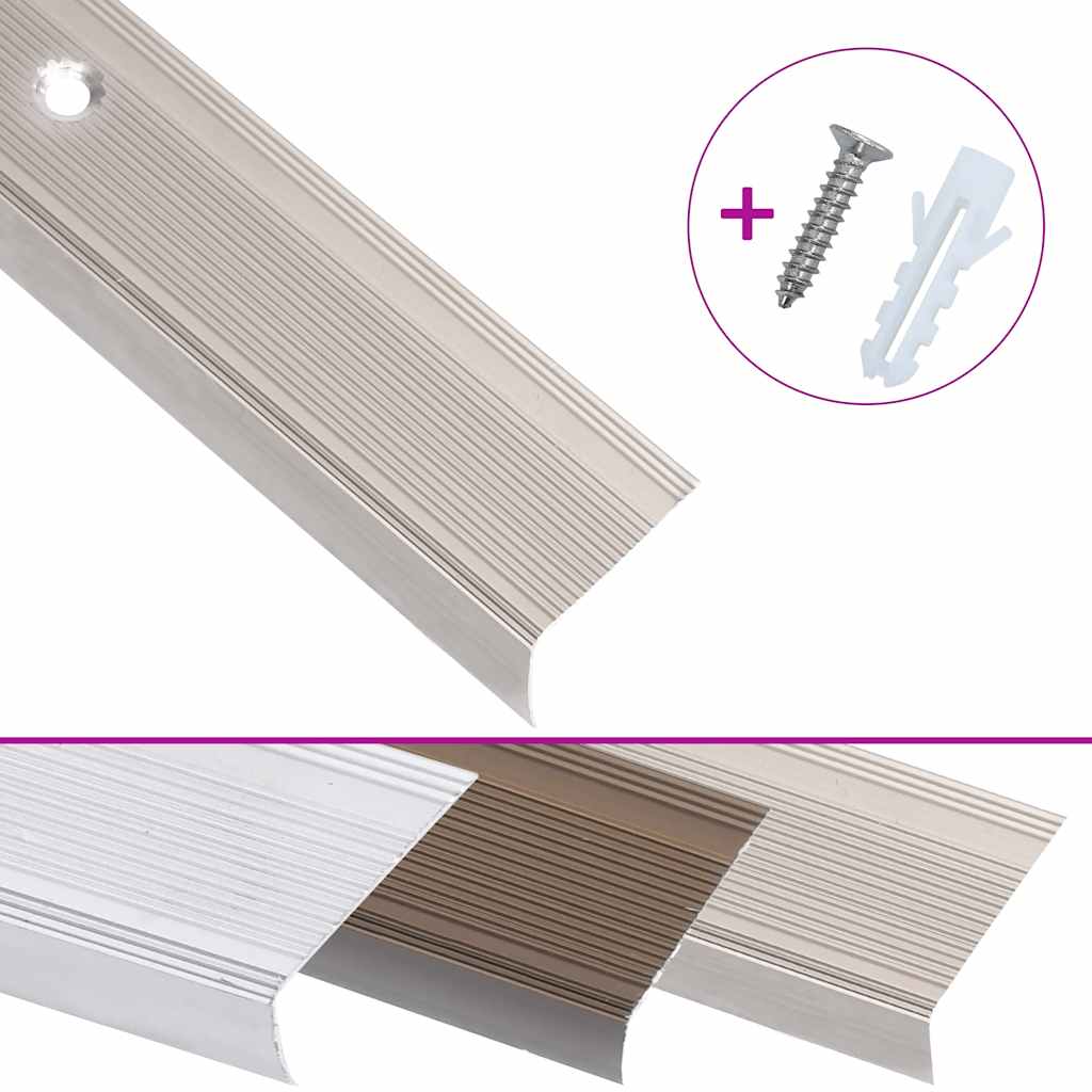 Stair Nosings in L-shape 5 pcs Aluminium 100 cm Champagne