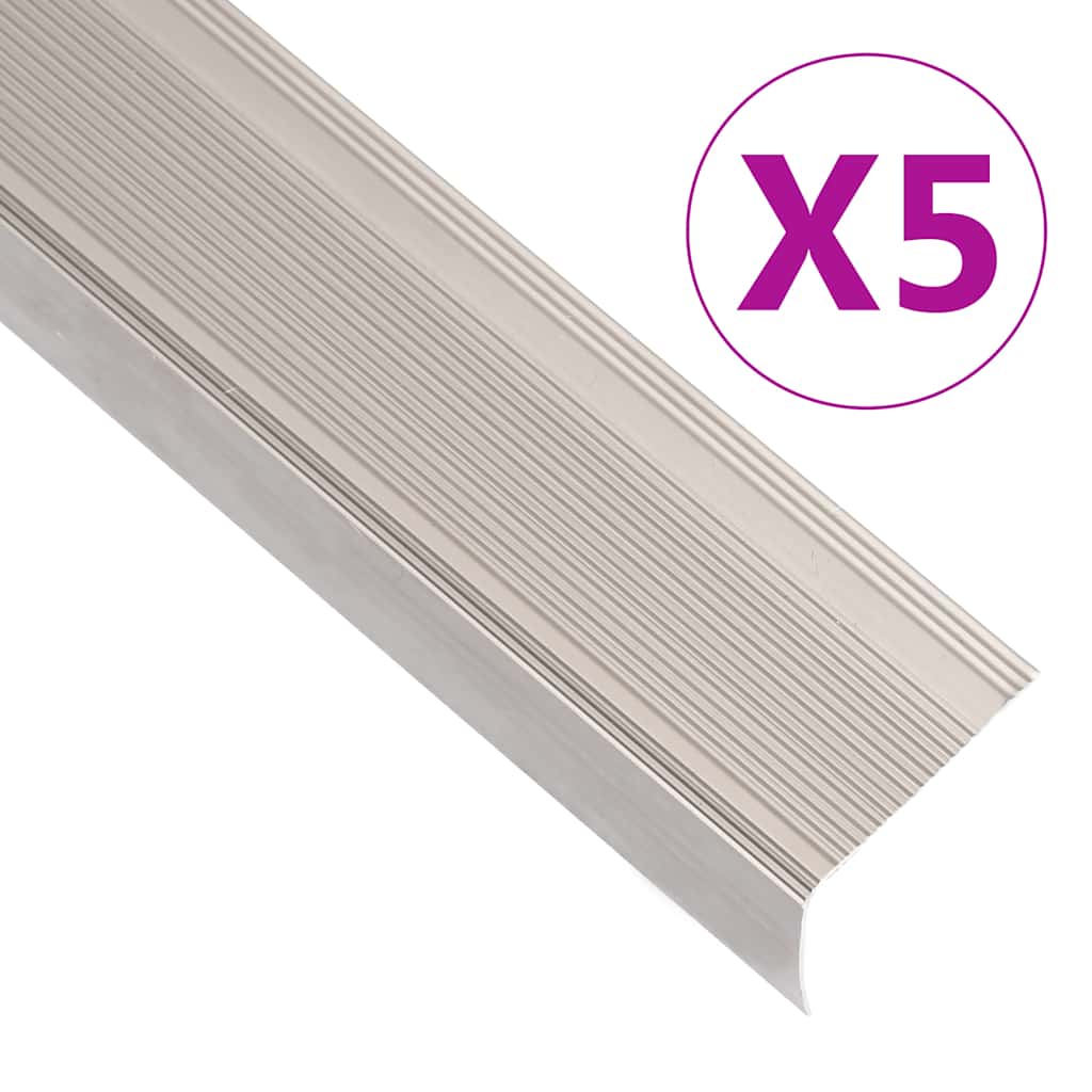 Stair Nosings in L-shape 5 pcs Aluminium 100 cm Champagne