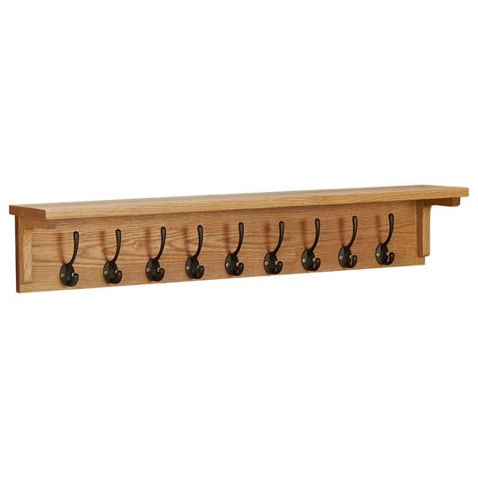 Coat Rack | Natural Oak | Solid Oak Wood | Medium | Wall-mounted