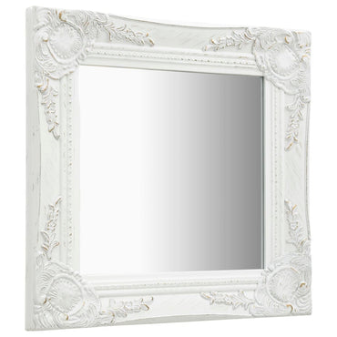 Wall Mirror Baroque Style 40x40 cm White