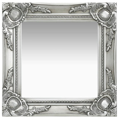 Wall Mirror Baroque Style 40x40 cm Silver