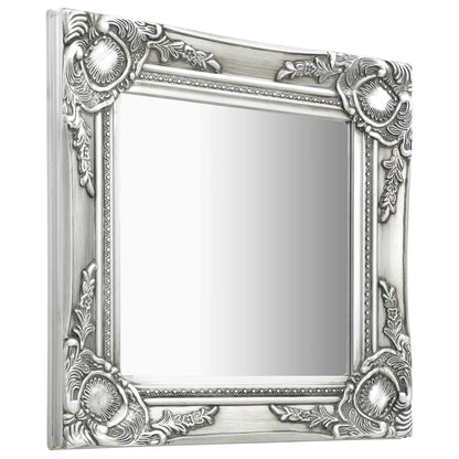 Wall Mirror Baroque Style 40x40 cm Silver