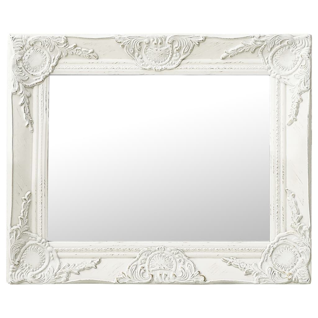 Wall Mirror Baroque Style 50x40 cm White